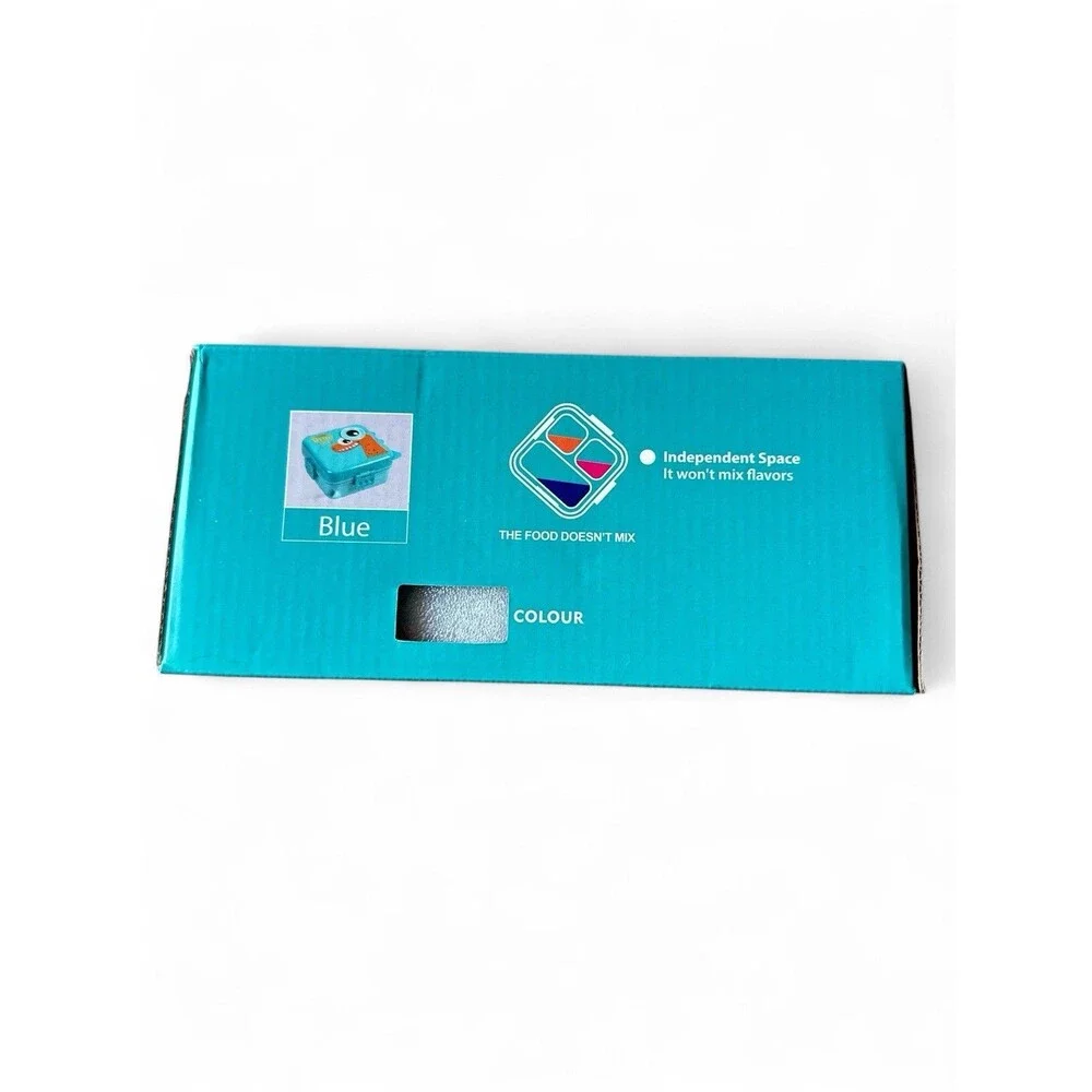 NEW Freshmage  Double-Layer Bento Box Container for Lunch  Blue Dinosaur